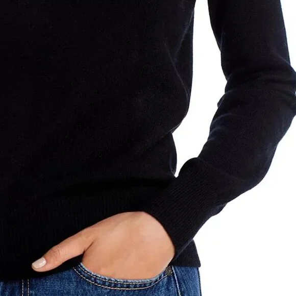 Aqua Cashmere Black Puff Sleeve Crewneck Sweater Size S NWT - Picture 4 of 6